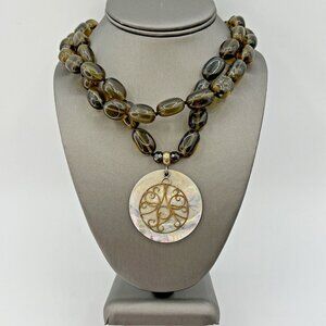Lucas Lameth LUC Sterling Silver 925 Smoky Quartz Topaz Beaded Necklace 18"